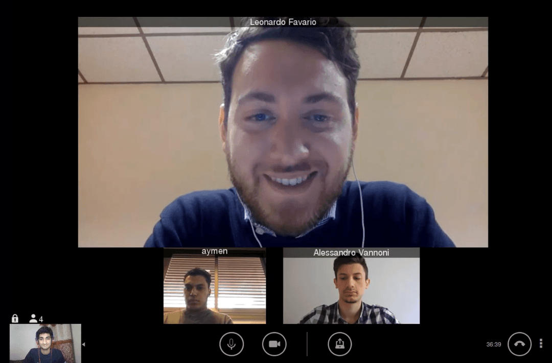 Meeting with Leo, Aymen and Alessandro.